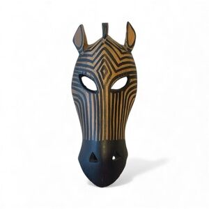 Hand-carved Wooden African Zebra Mask Home Decor Safari Decor